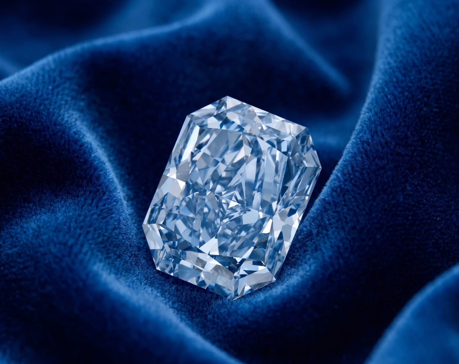 Investment-grade natural fancy blue diamond selected by Goldiama
