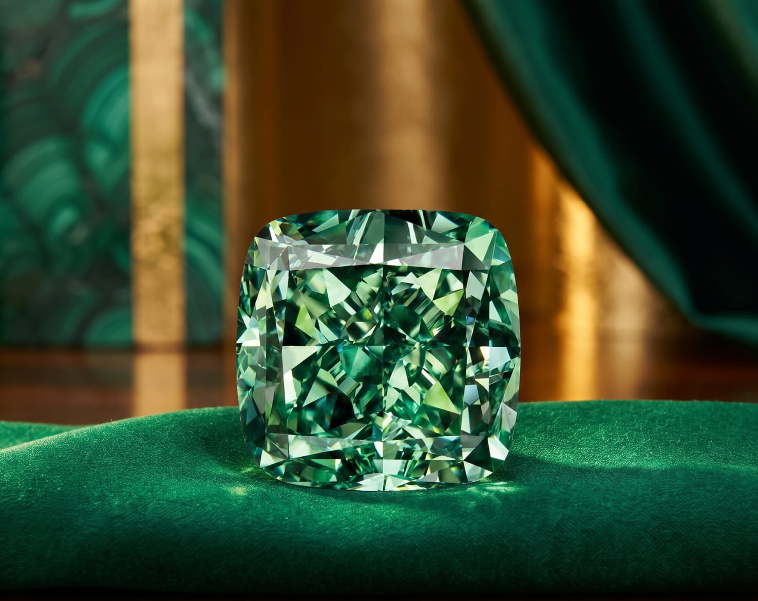 Investment-grade natural fancy green diamond selected by Goldiama